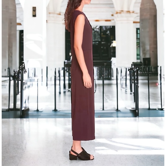 $238 Eileen Fisher Vintage Jumpsuit Small 8 Purple Culotte Faux Wrap Sleeveless - Picture 4 of 15